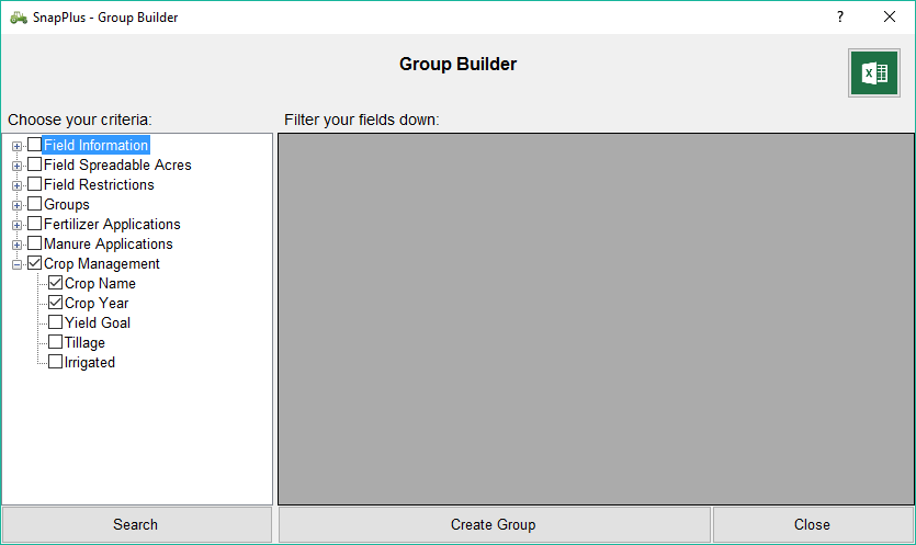 Selecting Crop Filters