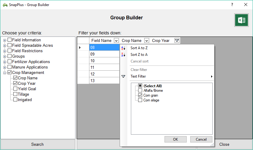 Filtering the Crop Name